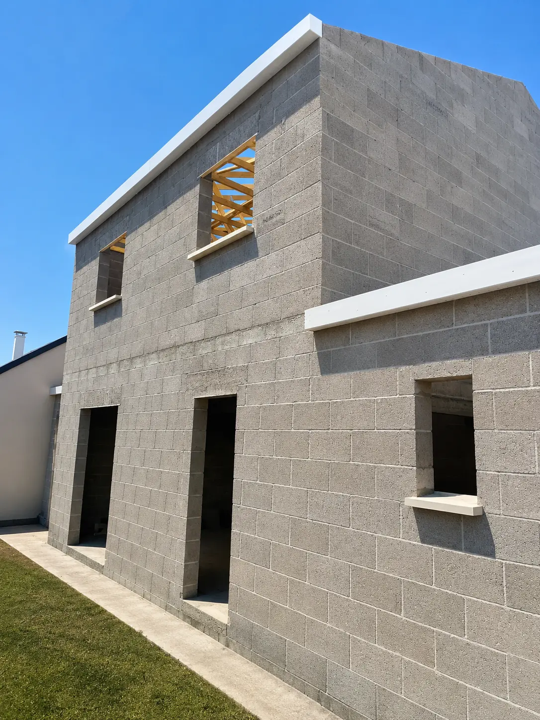 Chantier de pose d'appuis de fenêtre
